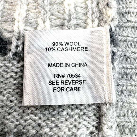 Orvis Wool Cashmere Nordic Fair Isle Poncho Cape Sweater Gray Diamond One Size - Picture 11 of 13